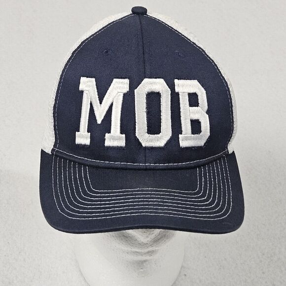MOB Trucker Hat Mobile Alabama Blue White Mesh Snapback Cap Adjustable Southern - Picture 1 of 7